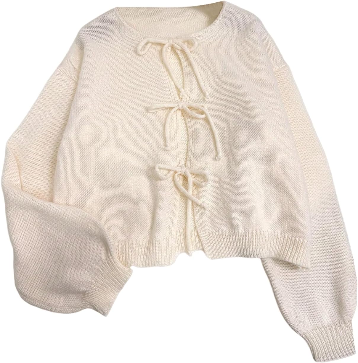 OYOANGLE Women's Maternity Bow Tie Front Cardigan Sweater Lightweight Long Sleeve Dressy Sweaters
