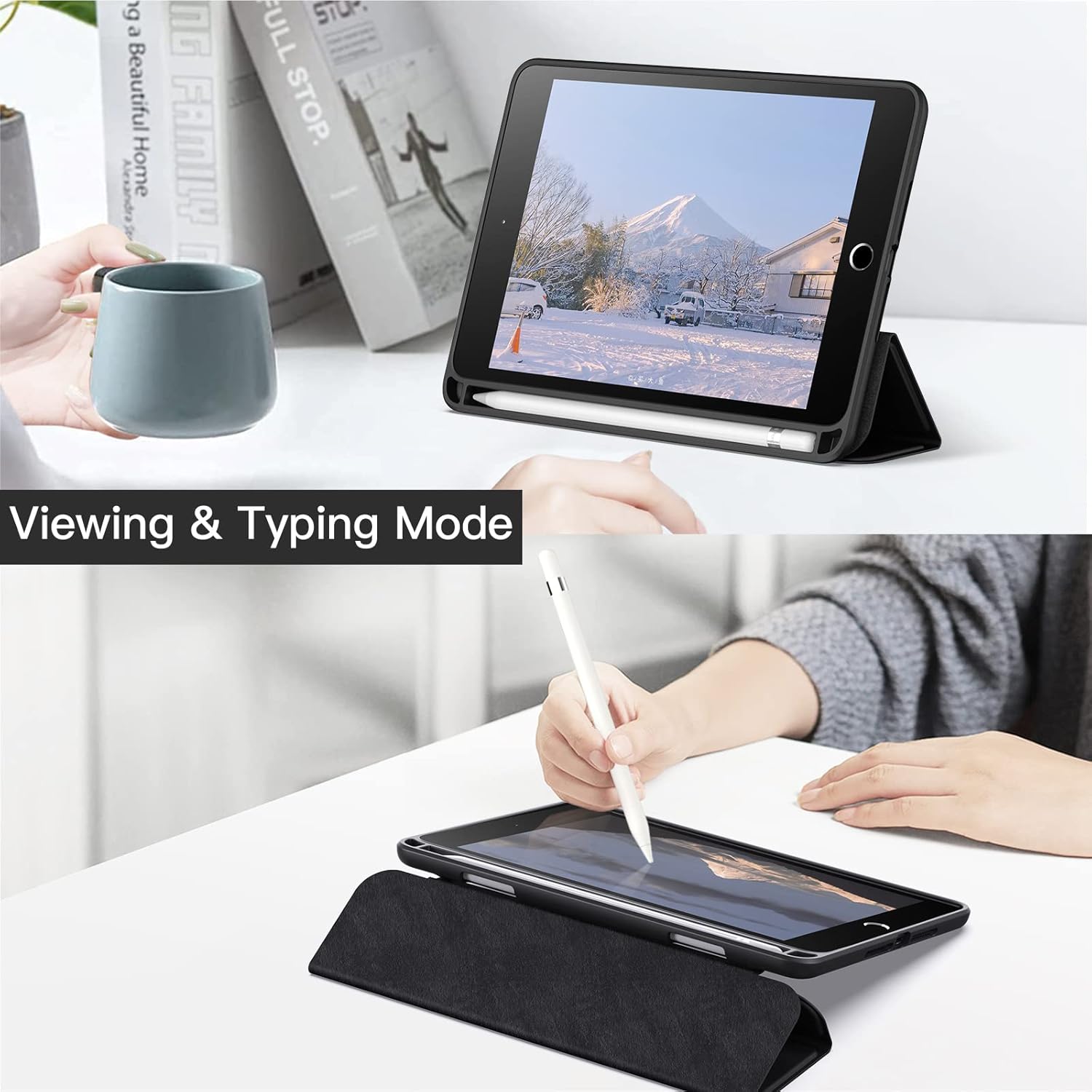 JETech Case for iPad mini 5/4 (7.9-Inch 2019/2015 Model) with Pencil Holder, Clear Transparent Back Shell Slim Stand Shockproof Tablet Cover, Auto Wake/Sleep (Black) - Image 7