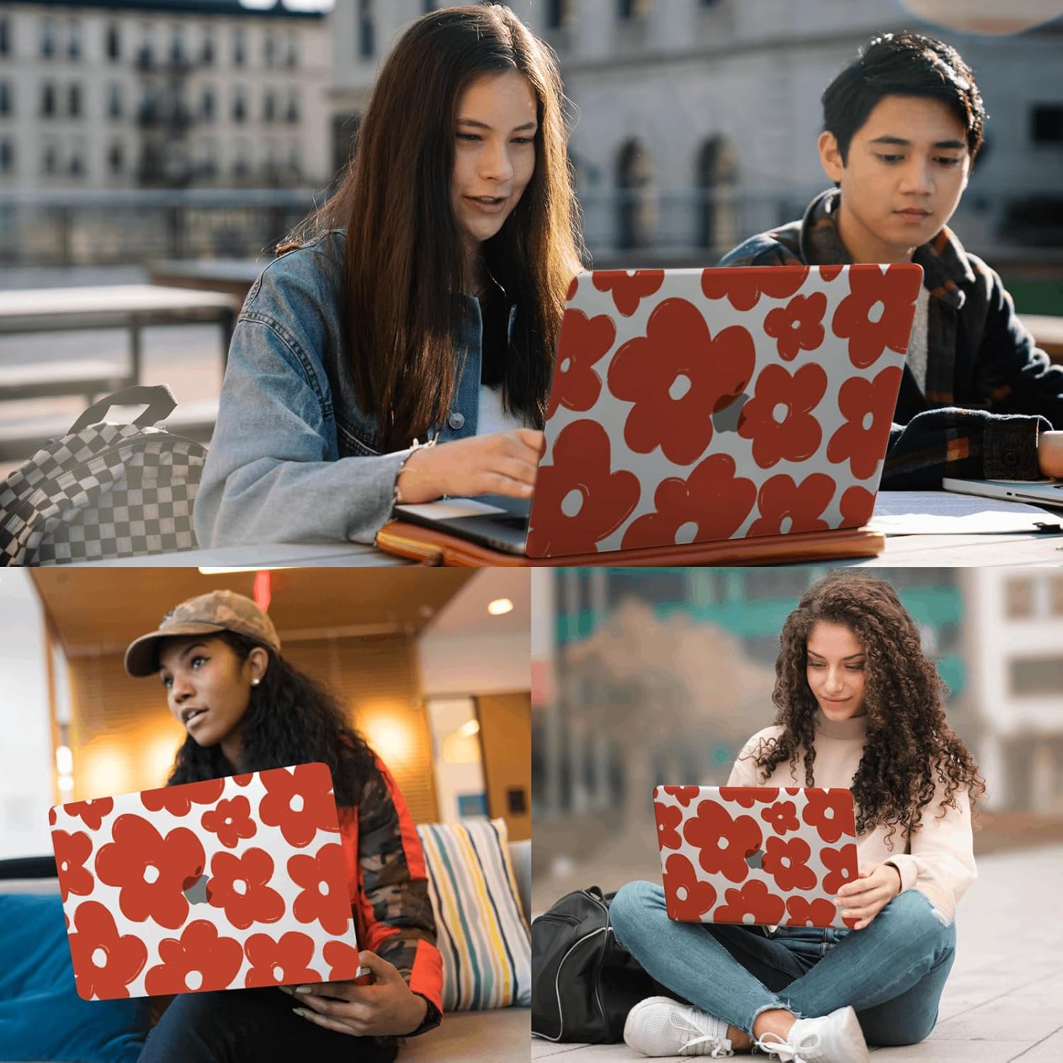 15inch Laptop Case Compatible with MacBook Air 15 inch M4 M3 M2 2025 2024 2023 Model A2941 A3114 A3241 with Air 15.3 Retina Display,Durable Laptop Shell Cover,Red Flower