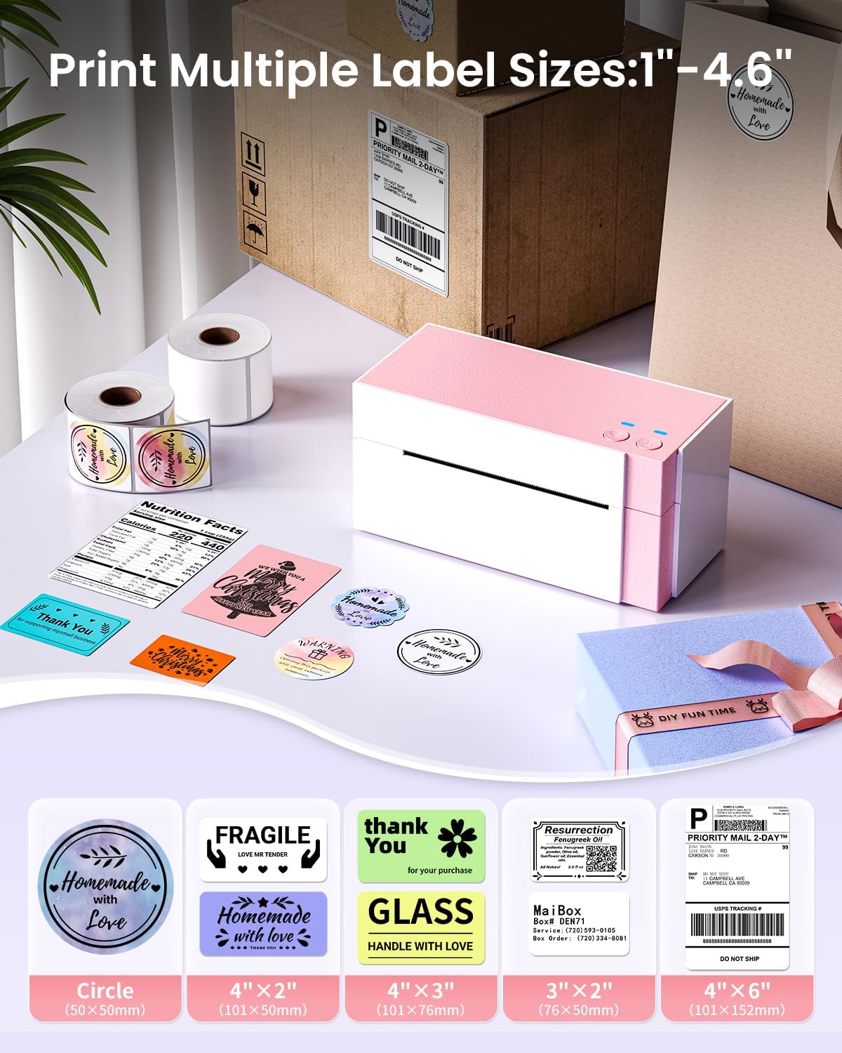 WiFi Thermal Label Printer 4x6 Wireless Shipping Label Printer for Small Business,300DPI Label Printer Machine,Compatible with PC&iPhone,Tiktok,USPS,Shopify - Image 5