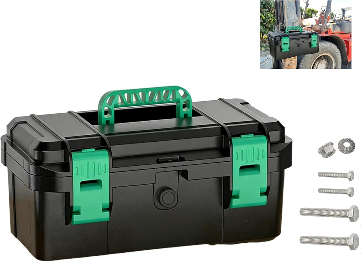 Universal Tool Box Kit,Tractor Tool Box, Lockable,With Mounting Bracket,ATV, UTV, Truck, Utility Vehicle Universal Toolbox, Can be Mounted on The ROPS (Gray 16")