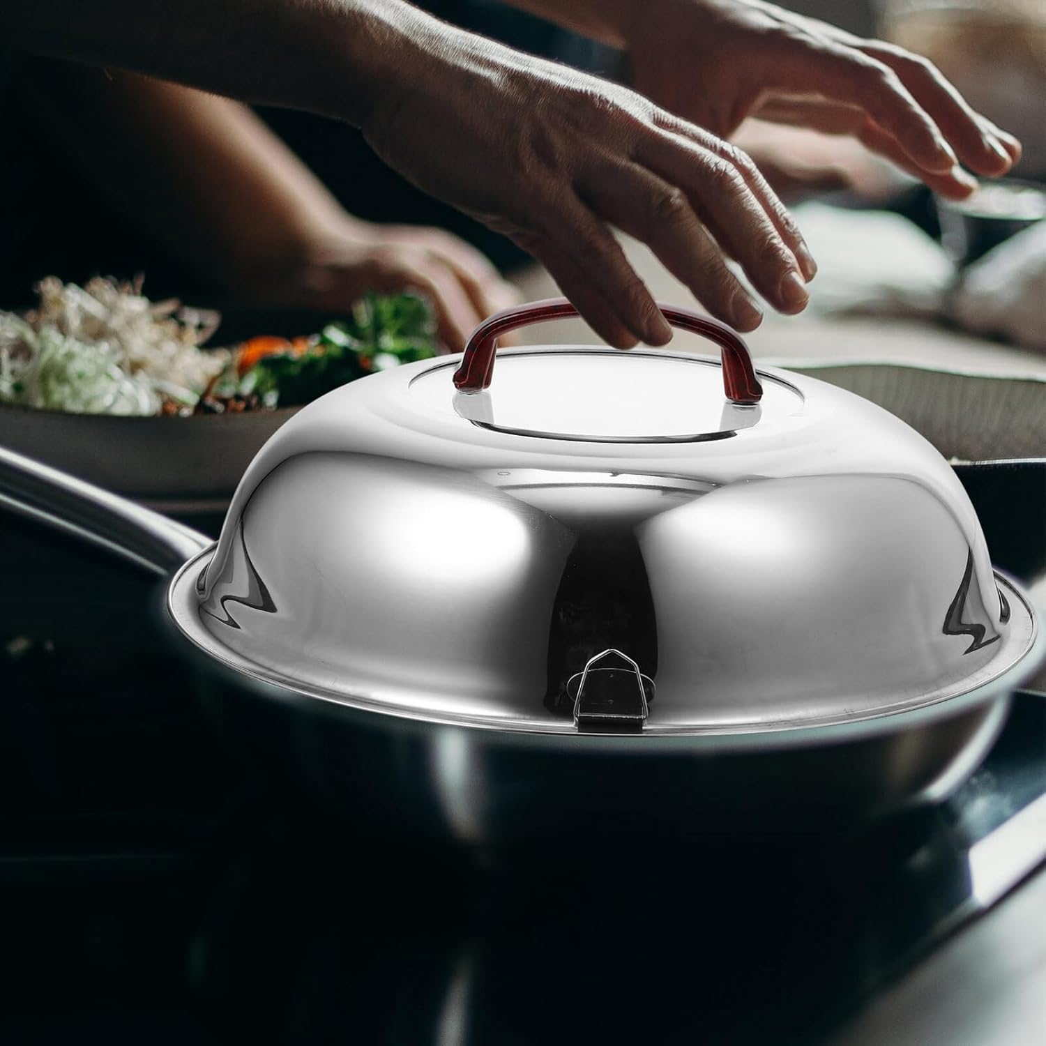 UPKOCH Portable Stainless Steel Lid Anti-scald Handle Visual Cookware Cover for Easy Monitoring and Cooking Pot Lid for Home Use