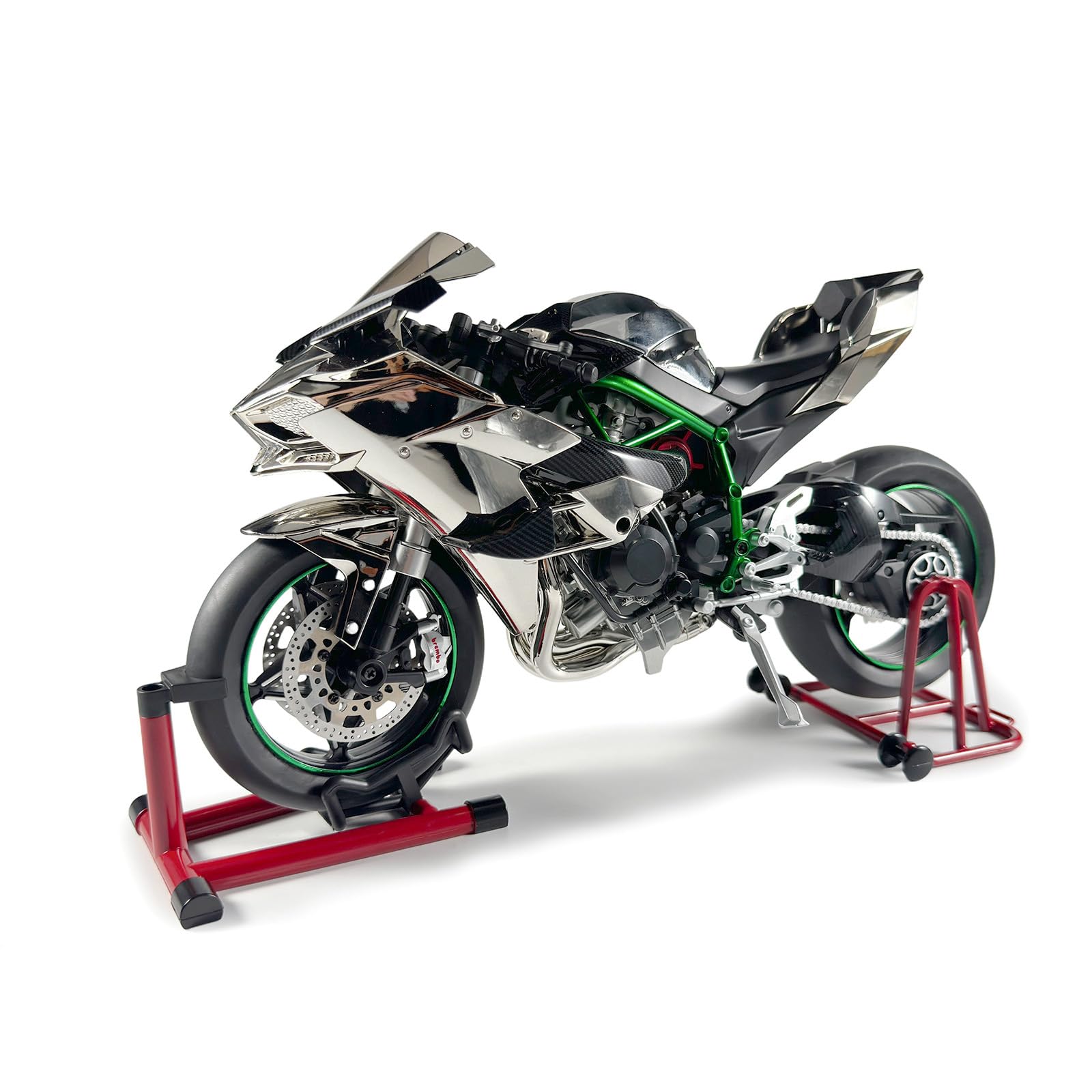 1:6 Scale Die-Cast Motorcycle Model, Interactive Features with Sound Effects (Engine Roaring), Lights and Moving Parts (Rear Wheel Spinning), Simulated Smoke Spraying (Platinum) โ image 1