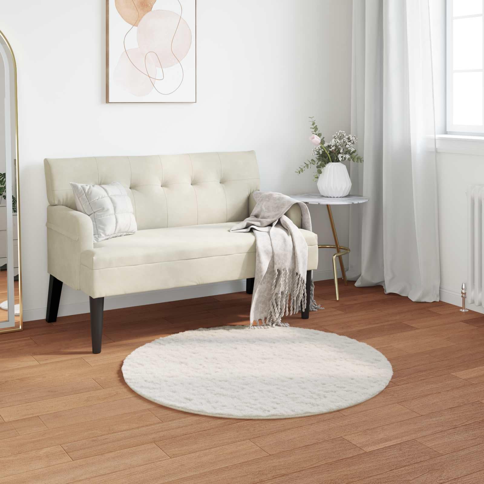 OLITE - Tappeto antiscivolo in pelliccia di coniglio artificiale, diametro 80 cm, morbido tappeto shaggy, per soggiorno, camera da letto, corridoio, balcone e cameretta dei bambini, colore