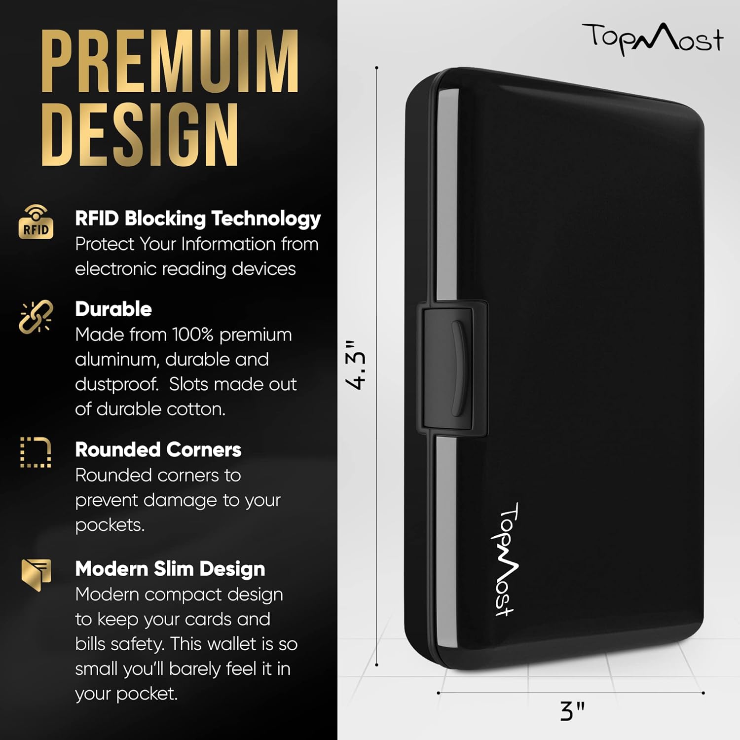 TopMost Aluminum Wallet, Card Case Wallet, Metal RFID Credit Card Holder for Men & Women, 6 Cotton Slots for 10-12 Cards And Bills, Rfd Protective - Image 2