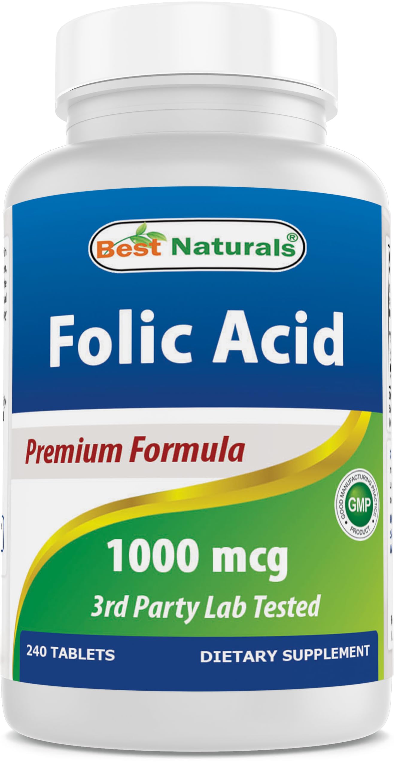 Best Naturals Folic Acid 1000 mcg (Vitamin B9), 240 TabletsBest Naturals Folic Acid 1000 mcg (Vitamin B9), 2…