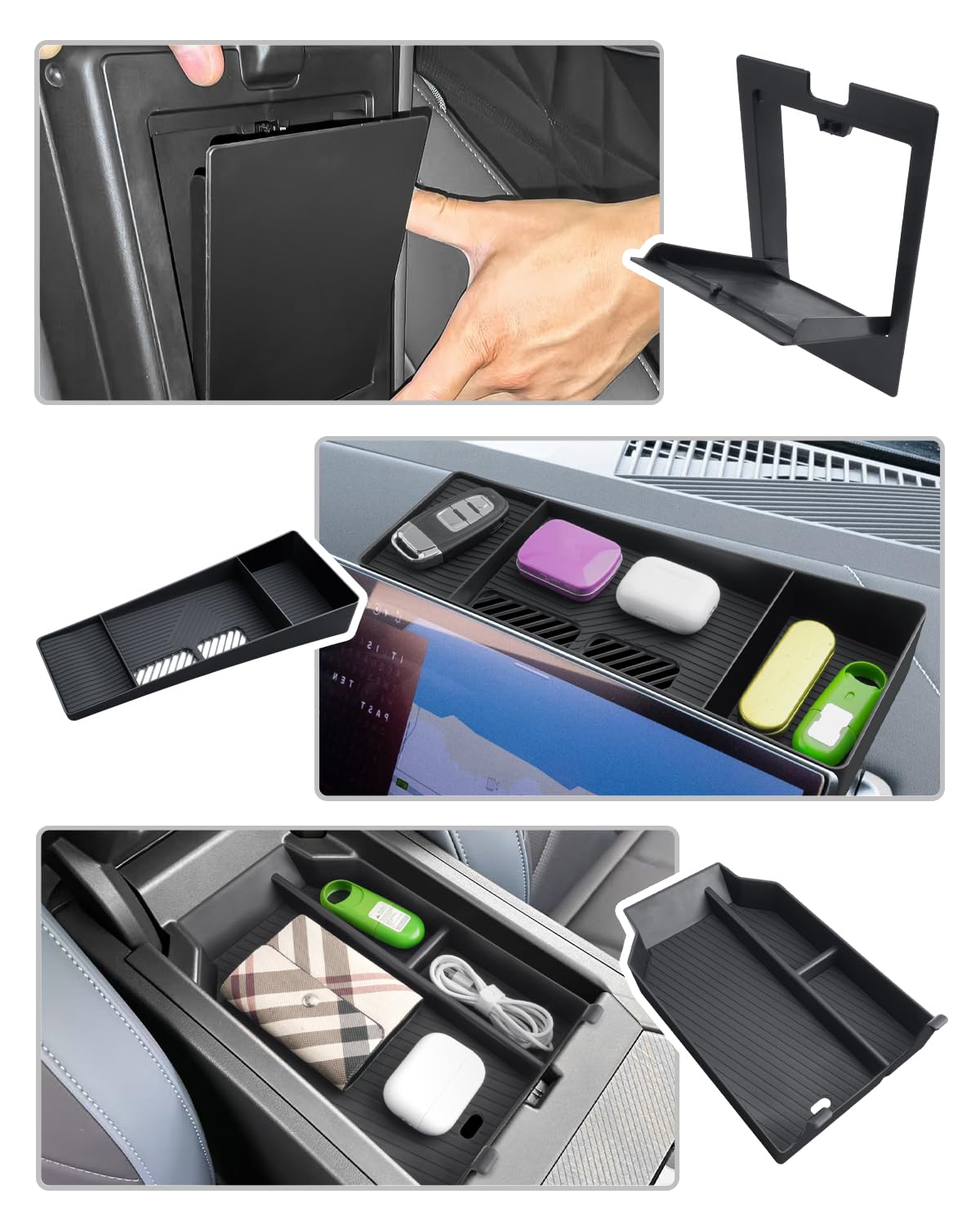 CDEFG Organizer Per Console Centrale Compatibile Con BMW IX I20 EV (2022-2024) – Vano Portaoggetti In Gomma TPE Per IX XDrive40, XDrive50, M60