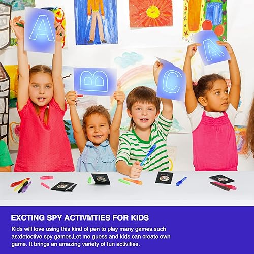 Miniatura 5 de CQACQ 14 bolígrafos de tinta invisible con luz UV para niños, juego de 14 mini cuadernos y bolígrafos de tinta invisible con luz UV para niños,