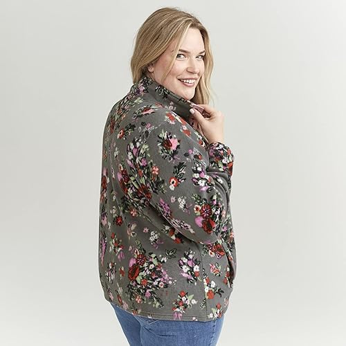 Miniatura 7 de Vera Bradley Sudadera de forro polar con cuello a presión para mujer con bolsillos (rango de tallas extendidas)