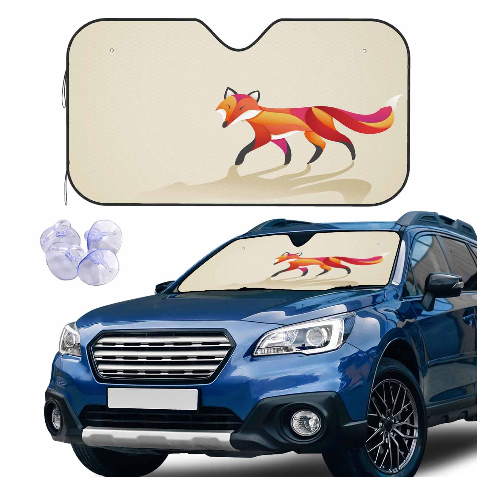 oFloralColorful Fox Windshield Sun Shade Car Front Window Shades for Car Accessories Sun Heat UV Rays Visor Protector Protection for Universal Cars SUV Truck 51 x 27.5 Inch