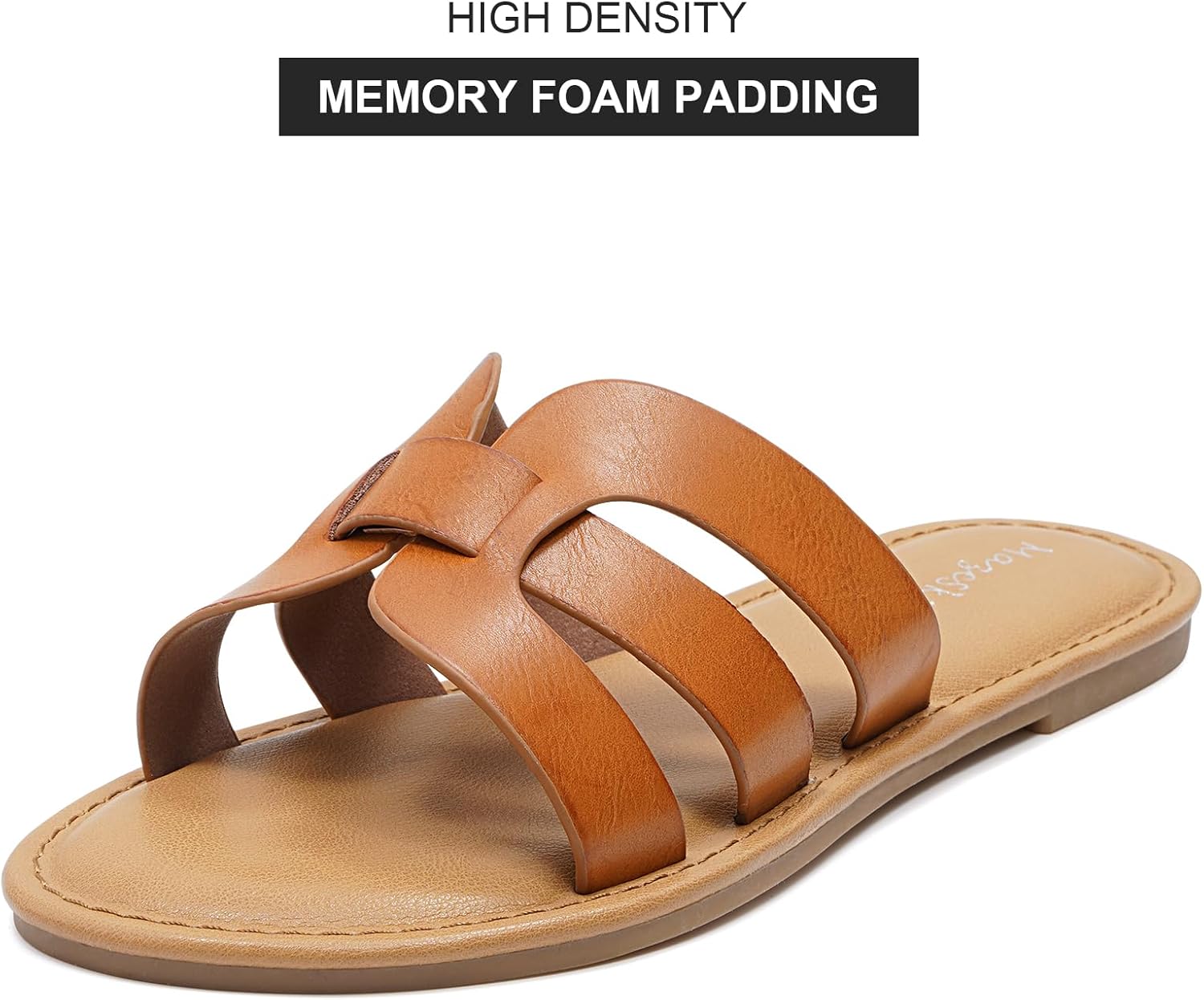 mazeskin Womens Memory Foam H-Band Summer Dressy Flat Slide Sandals - Image 3