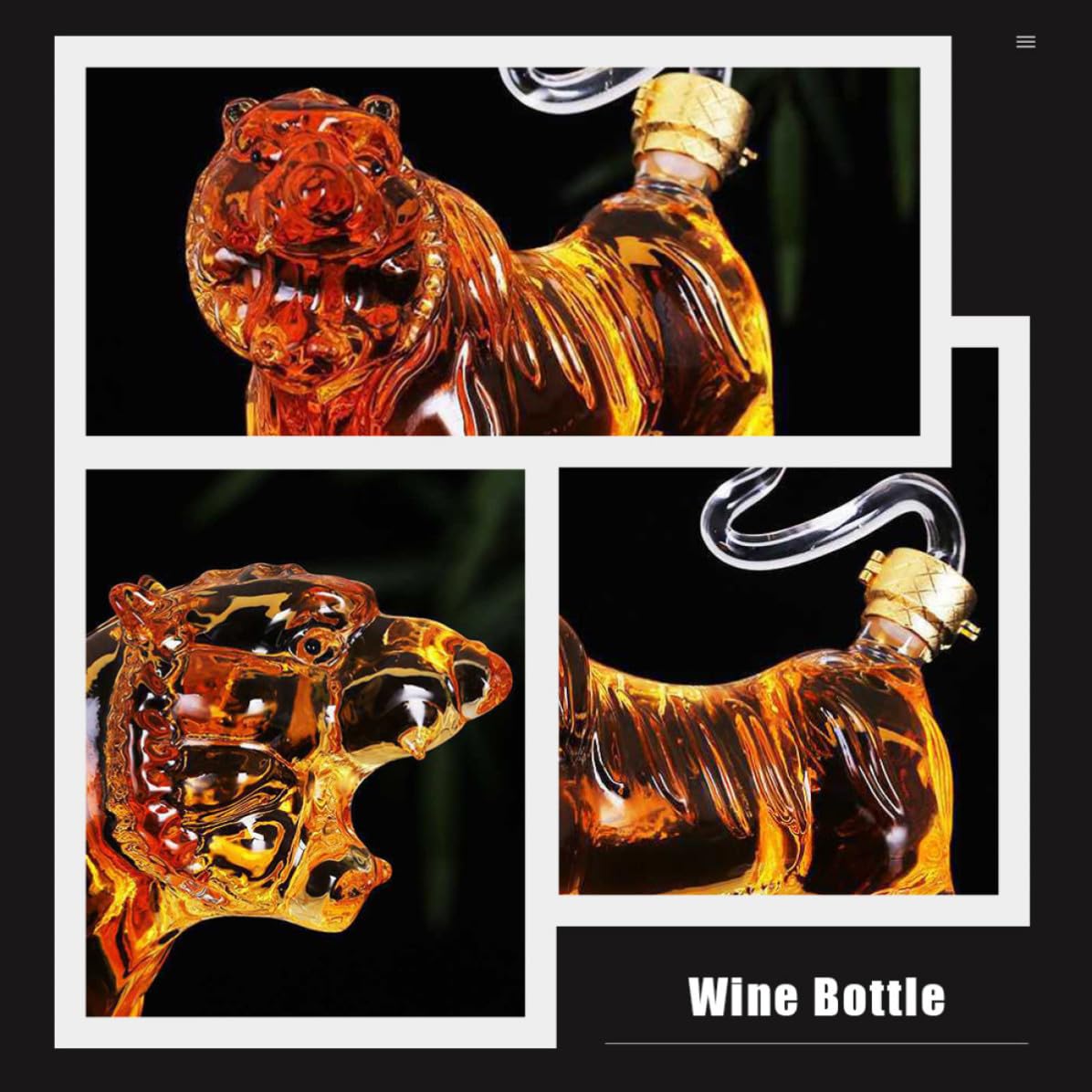 Transparente Glasflasche mit Tigerform 500ml Kreative und Stilvolle Aufbewahrungsflasche für Lebensmittel Einfach zu Tragen für Haushalt und Dekoration