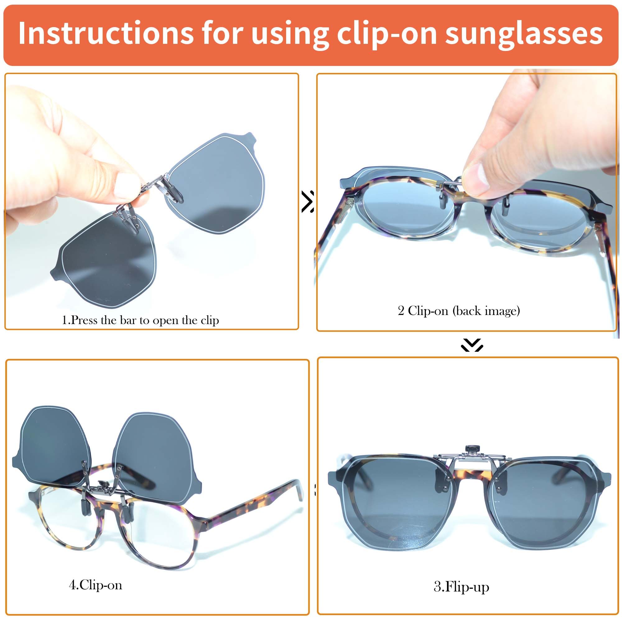 Schwarze unregelmäßige Polygon-Sonnenbrille zum Anklippen – polarisiert, blaues Licht blockierend & UV400, blendfrei für Fahren/Outdoor/Digital-Gebrauch, Schwarz