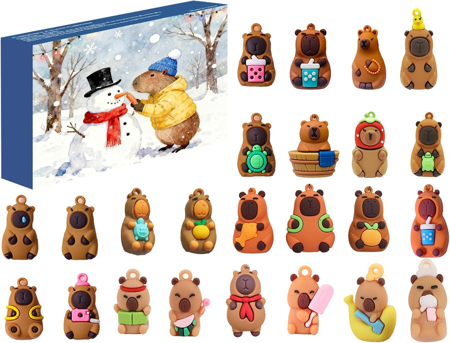 Capybara Advent Calendar 2025，Capybara Advent Calendar，24 Cute Capybara Ornaments Holiday Countdown, Collectible Capybaras Ornaments Christmas Decor for Capy-bara Lovers