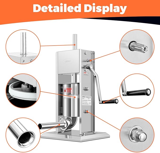 Llenadora Manual de Salchichas con 5 Tubos, Capacidad 3L, Ac miniatura 7
