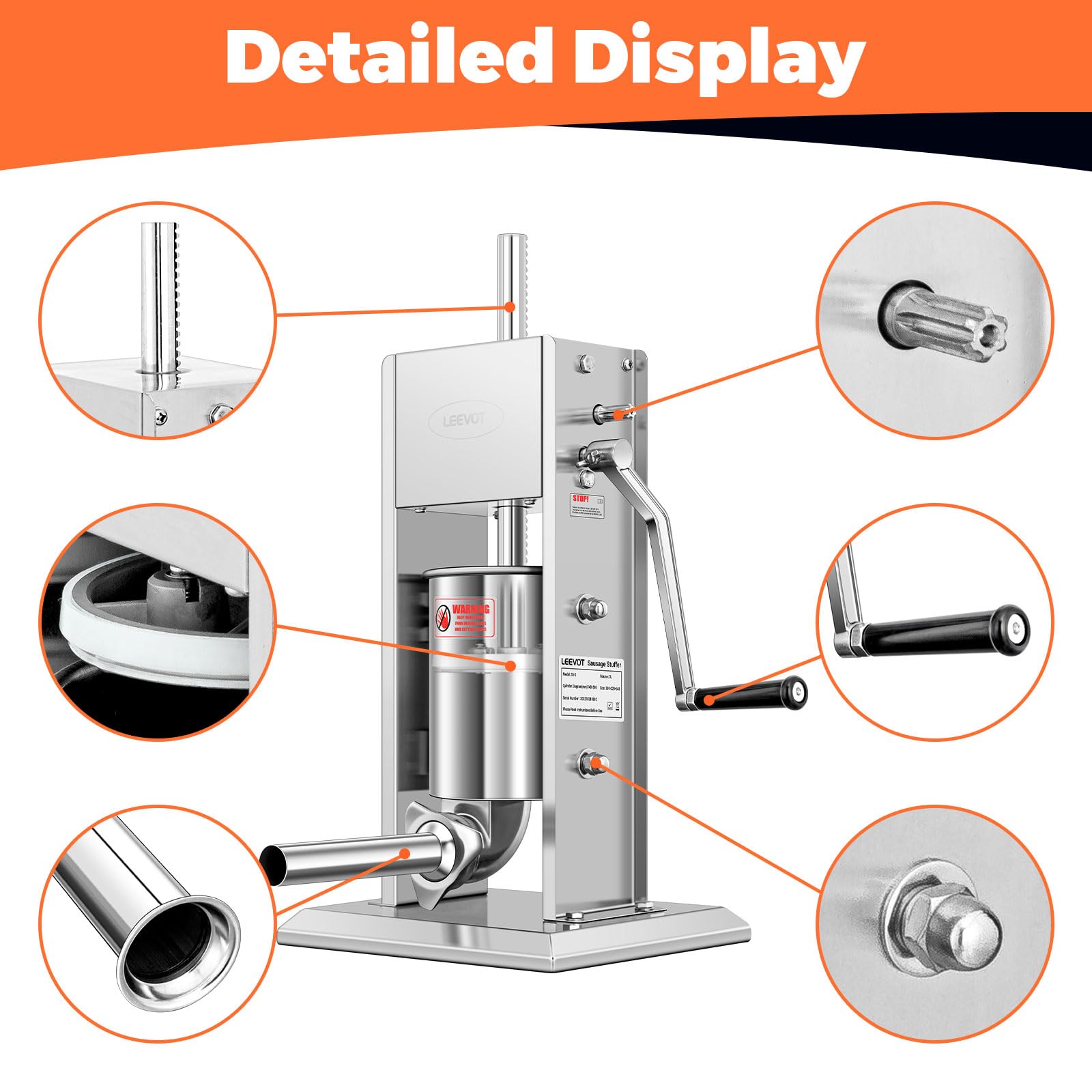 Amazon | LEEVOT 7ポンド/3L ソーセージスタッファー 304ステンレス