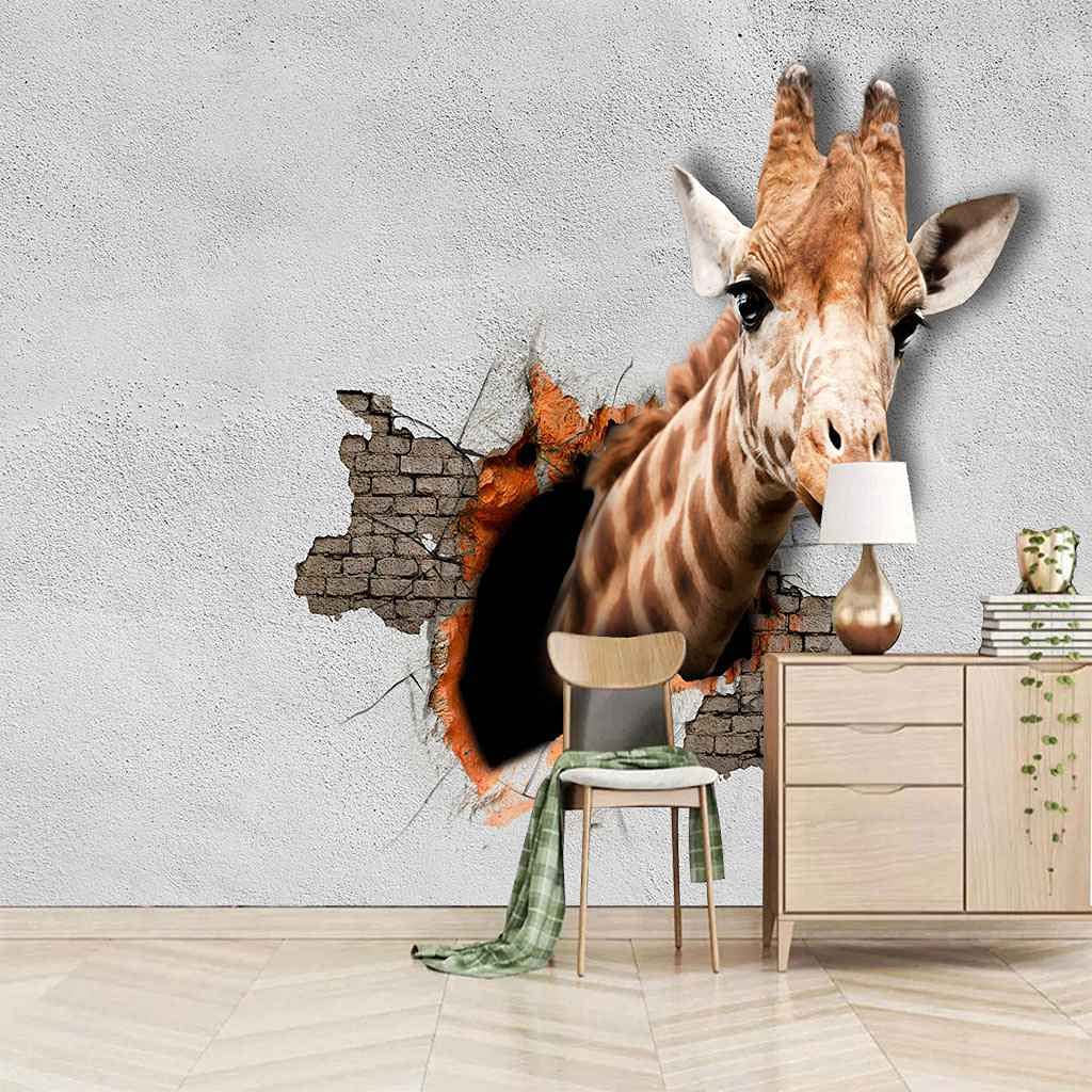 Toile papier peint haut de gamme 3D au design moderne de girafe