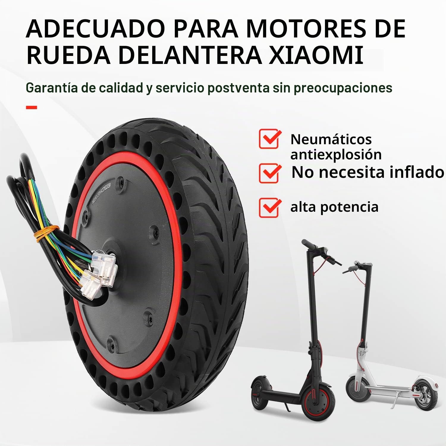 Motor Reemplazo de neumático sólido 350w 36v Motor con rueda Compatible con 1S M365 Pro Pro2 Scooter eléctrico