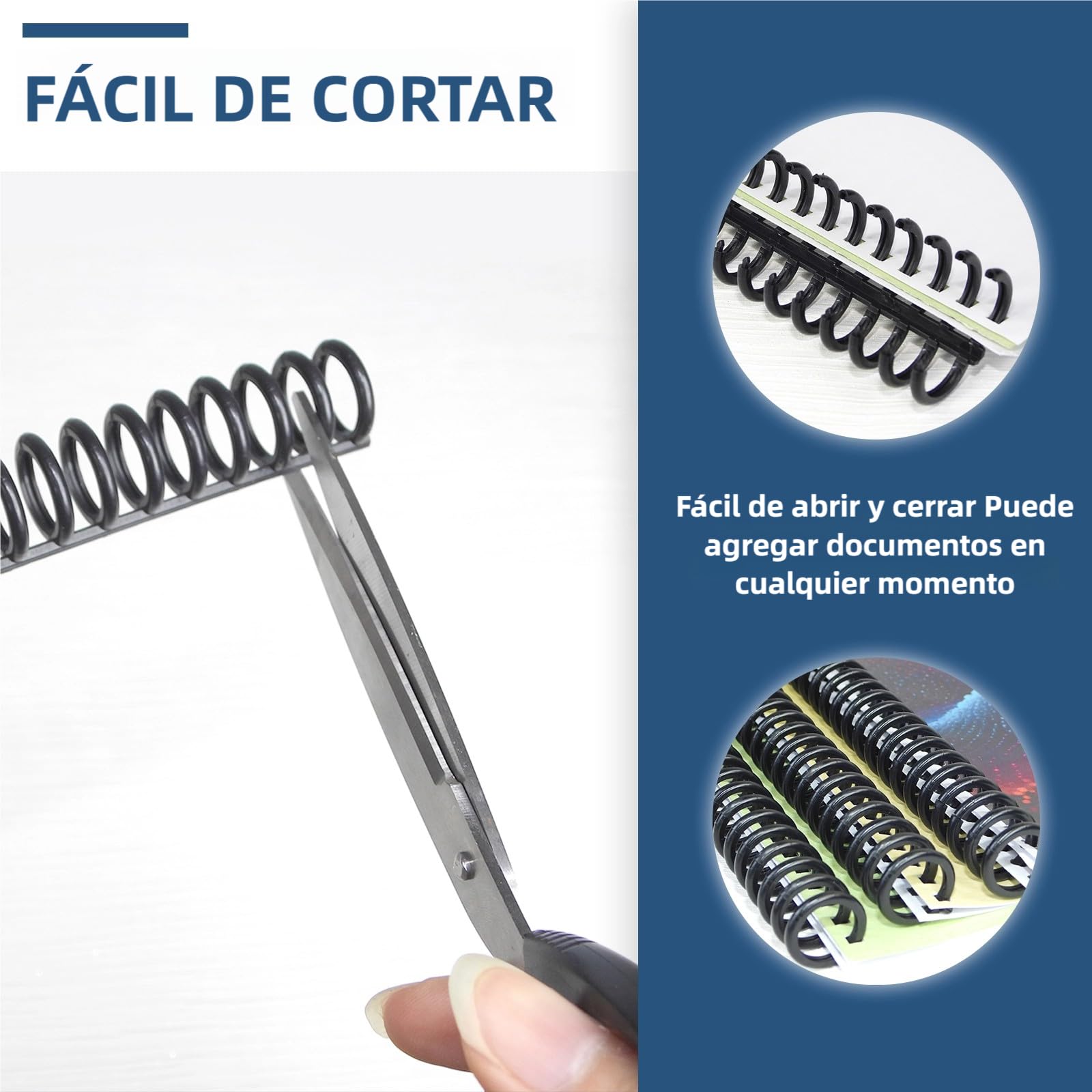 RAYSON - Espaldas de encuadernación con clic, capacidad de encuadernación de 75 hojas, A4, 12 mm, 34 anillas, color negro, paquete de 30