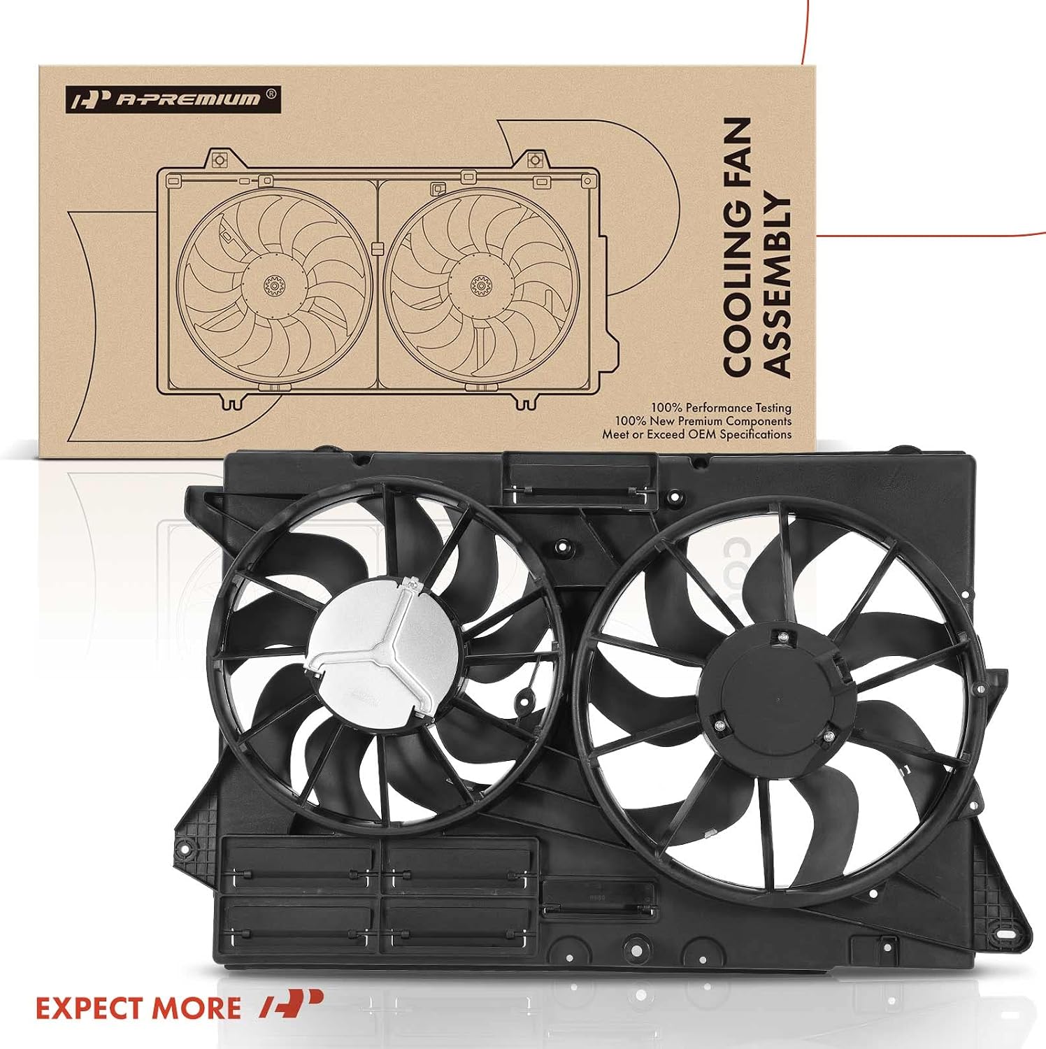 A-Premium Engine Radiator Cooling Fan Assembly Compatible with Select Ford Models - Explorer 2013-2019, Police Interceptor Utility 2014-2019