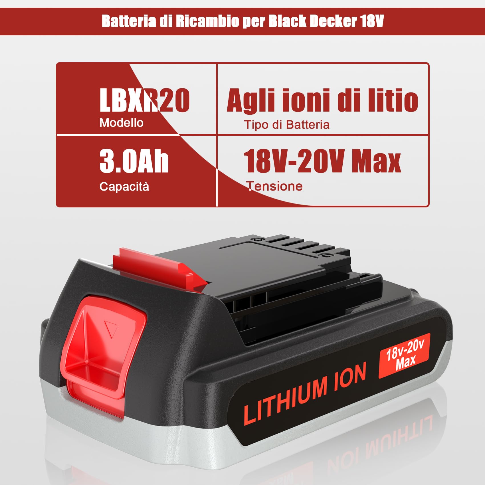JYJZPB 2 x Batteria di Ricambio per Black Decker 18V BL2018-XJ LB2X4020 BL1518 BL2018 LBXR20 LBXR20-OPE LBXR20B-2 LB20 LBX20 Compatibile per Black Decker 18V BL1518-XJ BL1815-XJ LST220 LST201 LXT-400