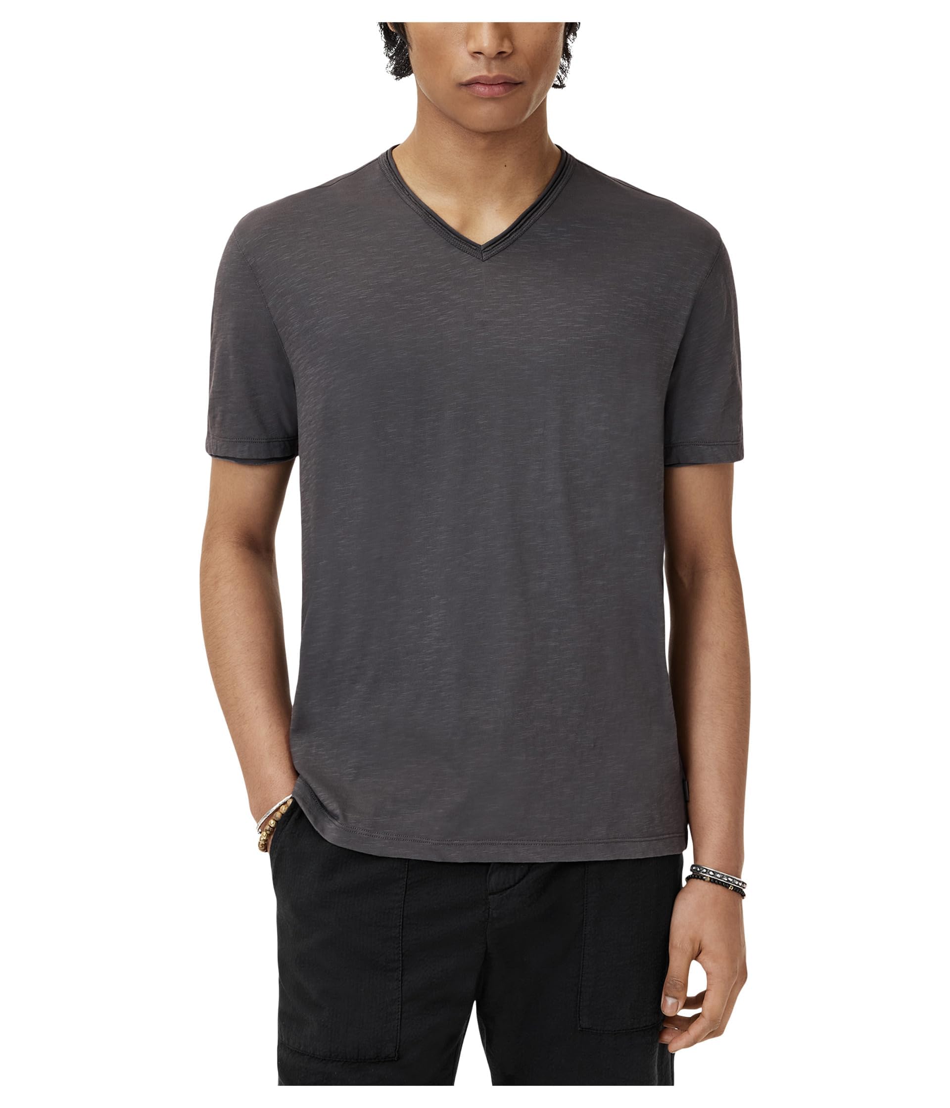 John Varvatos Miles Men's V-Neck DP, Charcoal, Large