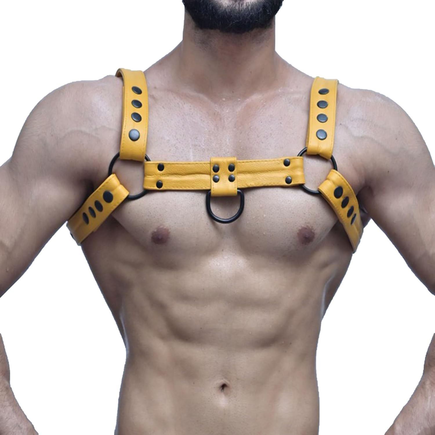 Neck Chain Men YOPADO Men's Adjustable Buckle Leather Half Harness