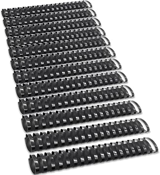 Binditek Plastic Binding Comb Spines, 1-1/2 Inch, 19 Ring, Black, 12 Pack