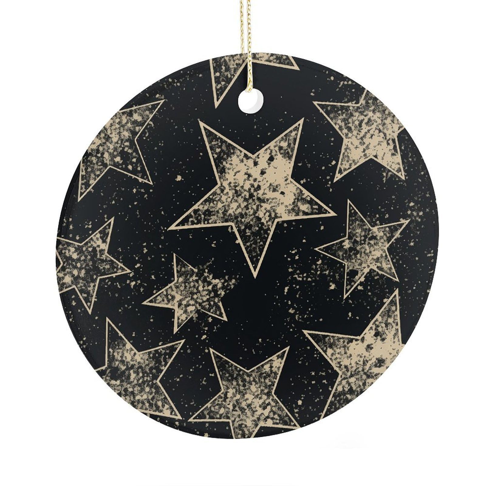 Adfgyerh Style Star Ceramic Circular Pendant,2.9 Inch，Hanging Ornament，Gift Exchange Idea Round Ceramic Ornament,For Mom And Daughter，For Home Indoor Outdoor Decor.