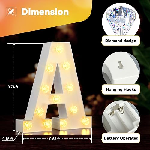 Miniatura 2 de Letras de marquesina LED blancas, letras iluminadas de marquesina con bombilla de diamante para decoración de Navidad, boda, letrero iluminado para