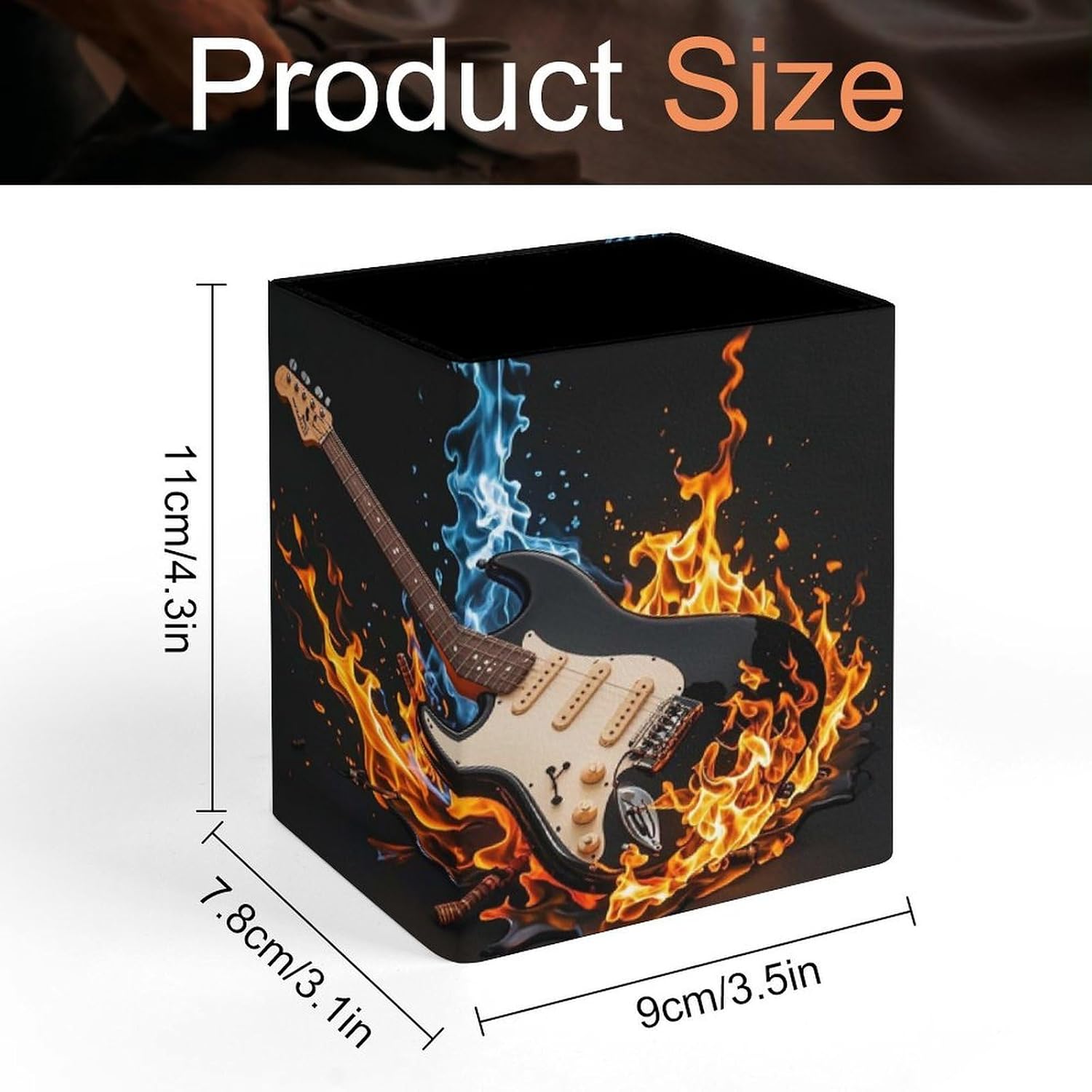 Square Electric Guitar Music Pen Holder for Home Office Studio image 2