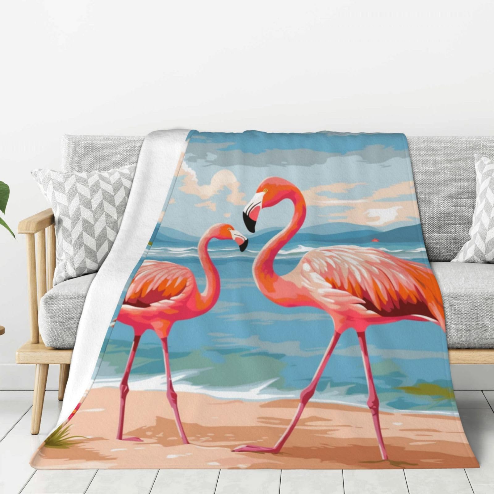 Couverture en flanelle douce haut de gamme motif flamant rose toutes saisons