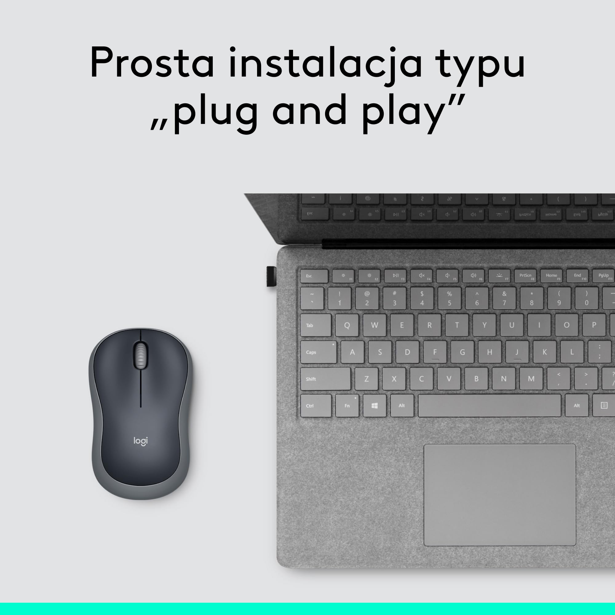 Logitech M185 Mysz bezprzewodowa, 2,4 GHz, odbiornik USB | 12-miesięczna bateria, śledzenie optyczne 1000 DPI, oburęczna, kompatybilna z PC, Mac, laptopem - Szary