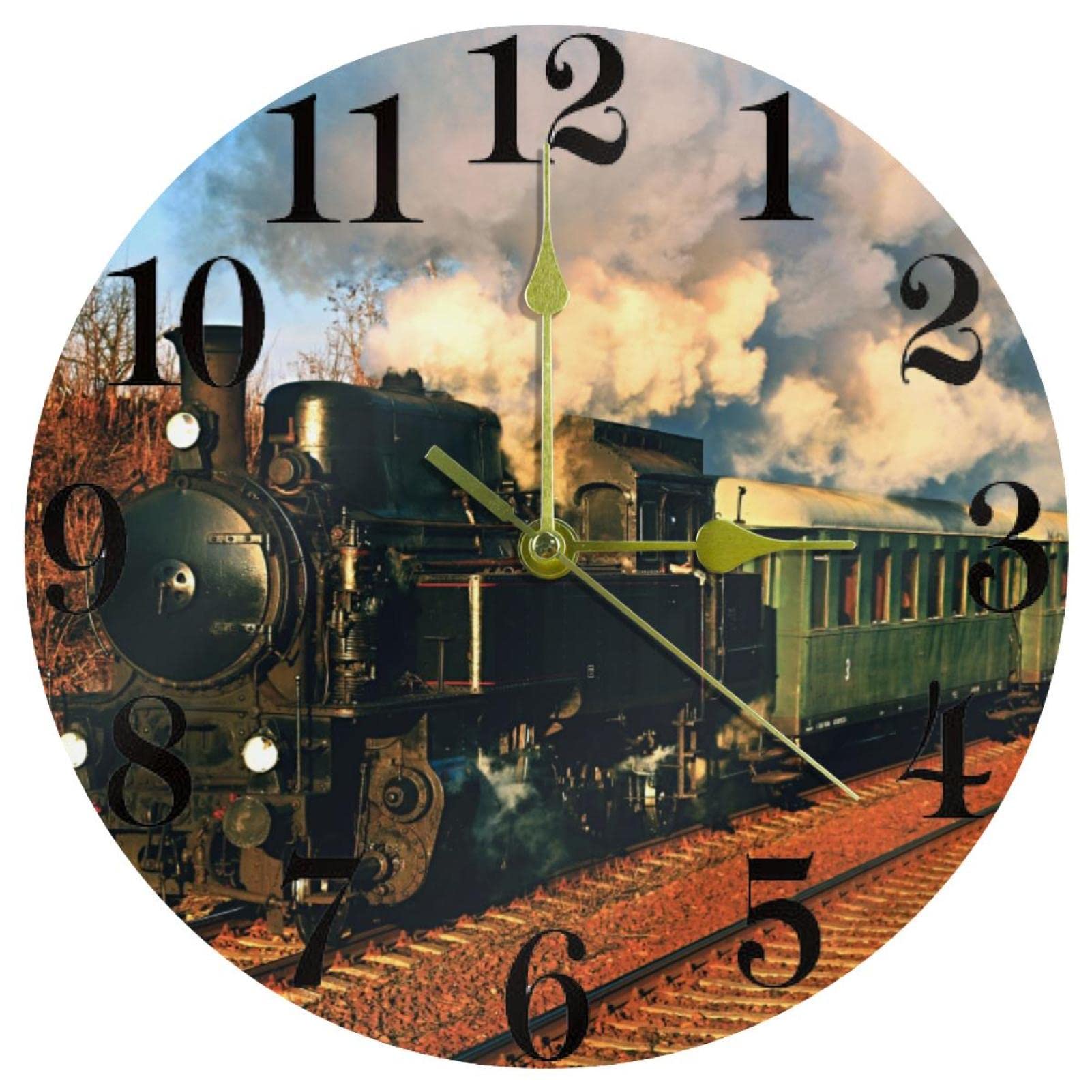 Horloge murale ronde camion militaire vert vintage 25 cm pour déco cuisine et maison