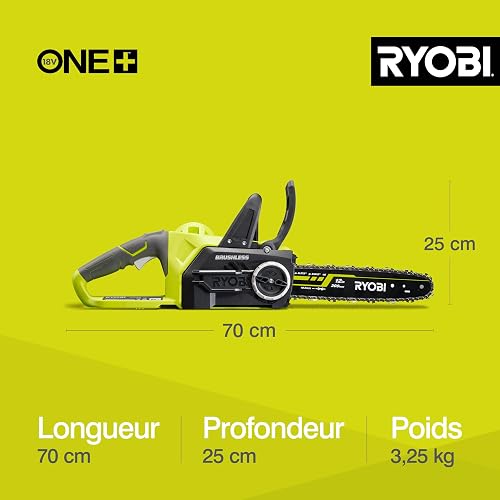 RYOBI - Tronçonneuse Sans Fil 18V ONE+ OCS1830 – Guide 30cm, Lubrification Automatique, Frein de Chaîne, Compacte - Taille Bois, Bûches et Branches – Batterie Non Incluse - 5