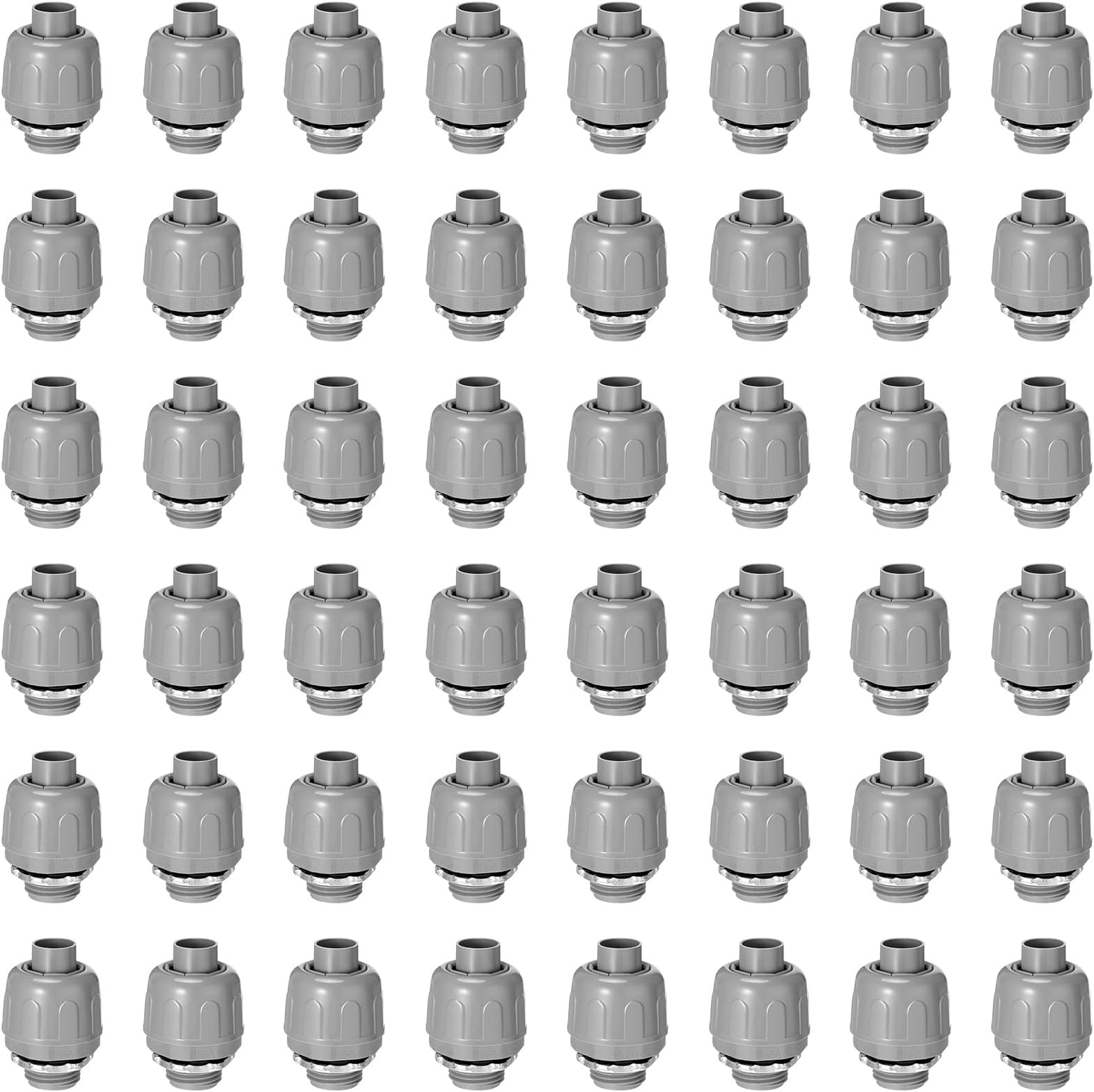 Maitys 1/2 Inch Liquid Tight Connector PVC Electrical Conduit Fittings Straight 180 Degree Flexible Conduit Connector for Home Kitchen Bathroom Tube Tool Supplies(48 Pcs), gray