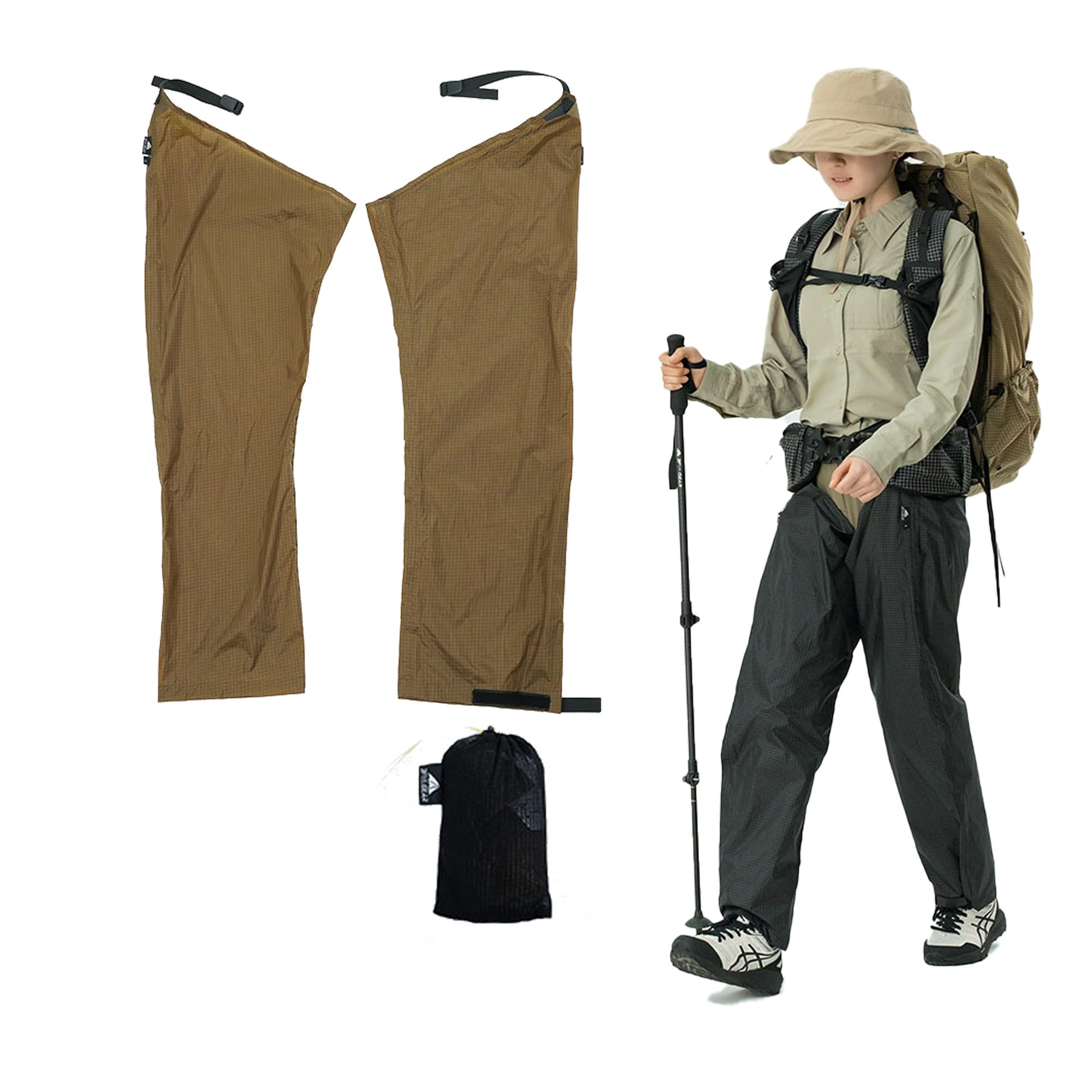 windhike 3F UL Gear Ultraleicht Gamaschen Wasserdicht 79 g, Regenhose für Männer und Frauen, Lange Gamaschen Wandern,Verstellbar für Rucksacktouren, Angeln, Camping und Bergsteigen