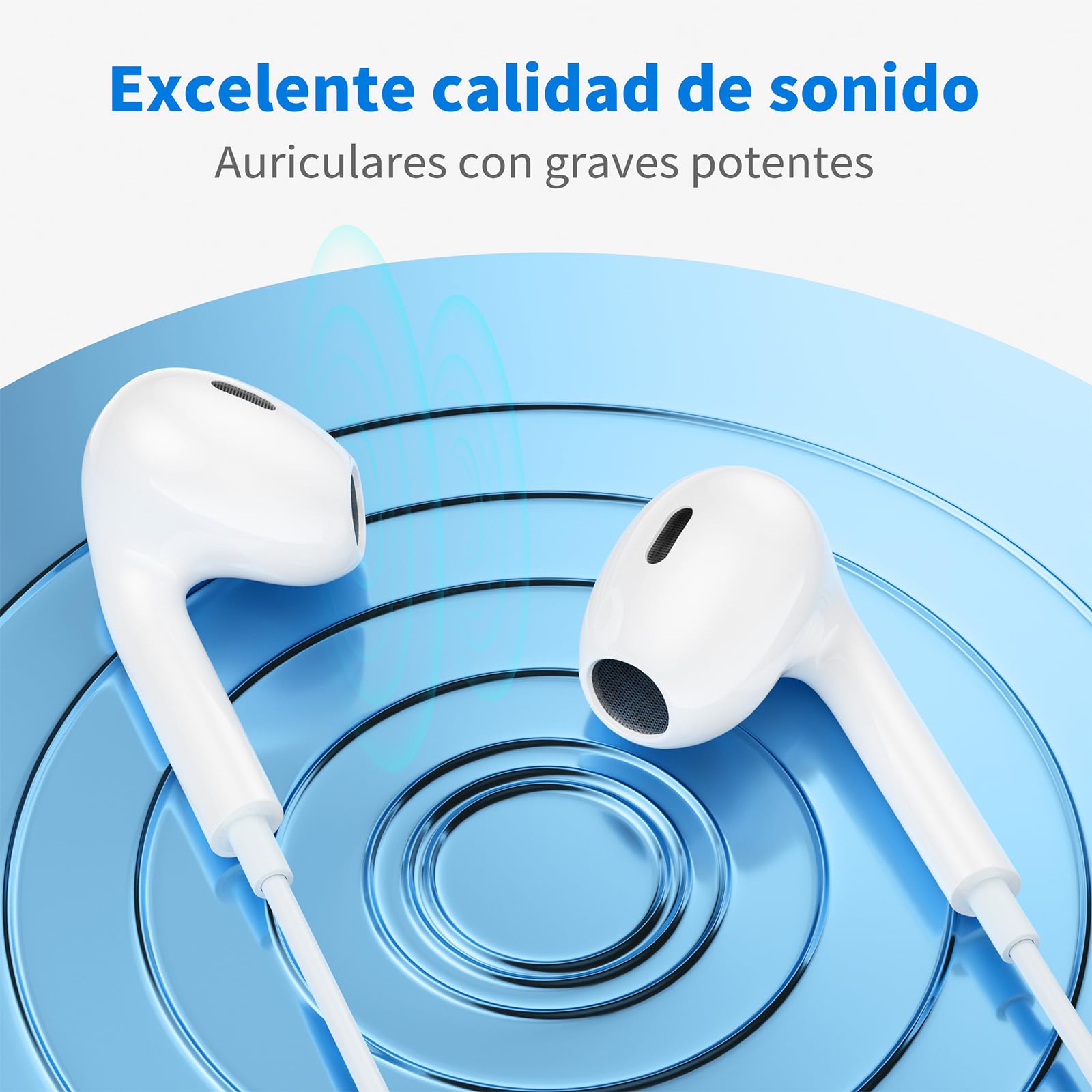 Auriculares In Ear para iPhone,Cascos con Aislamiento de Ruido Soporte Control de Volumen de Llamadas,Compatible con iPhone 14/14 Pro/13/13 Pro/12/11 Pro/7/8 Plus/XS/XR/X Soporta Todo el Sistema iOS - 4
