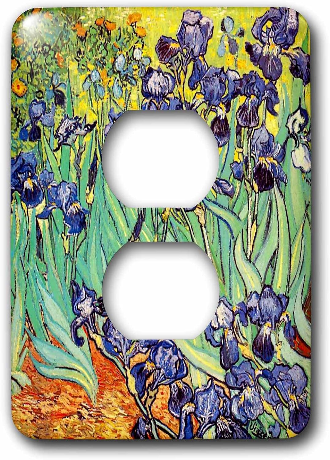 3dRose lsp_155630_6 Irises by Vincent Van Gogh 1889 Purple Flowers Iris Garden Copy of Famous Painting by The Master 2 Plug Outlet Cover