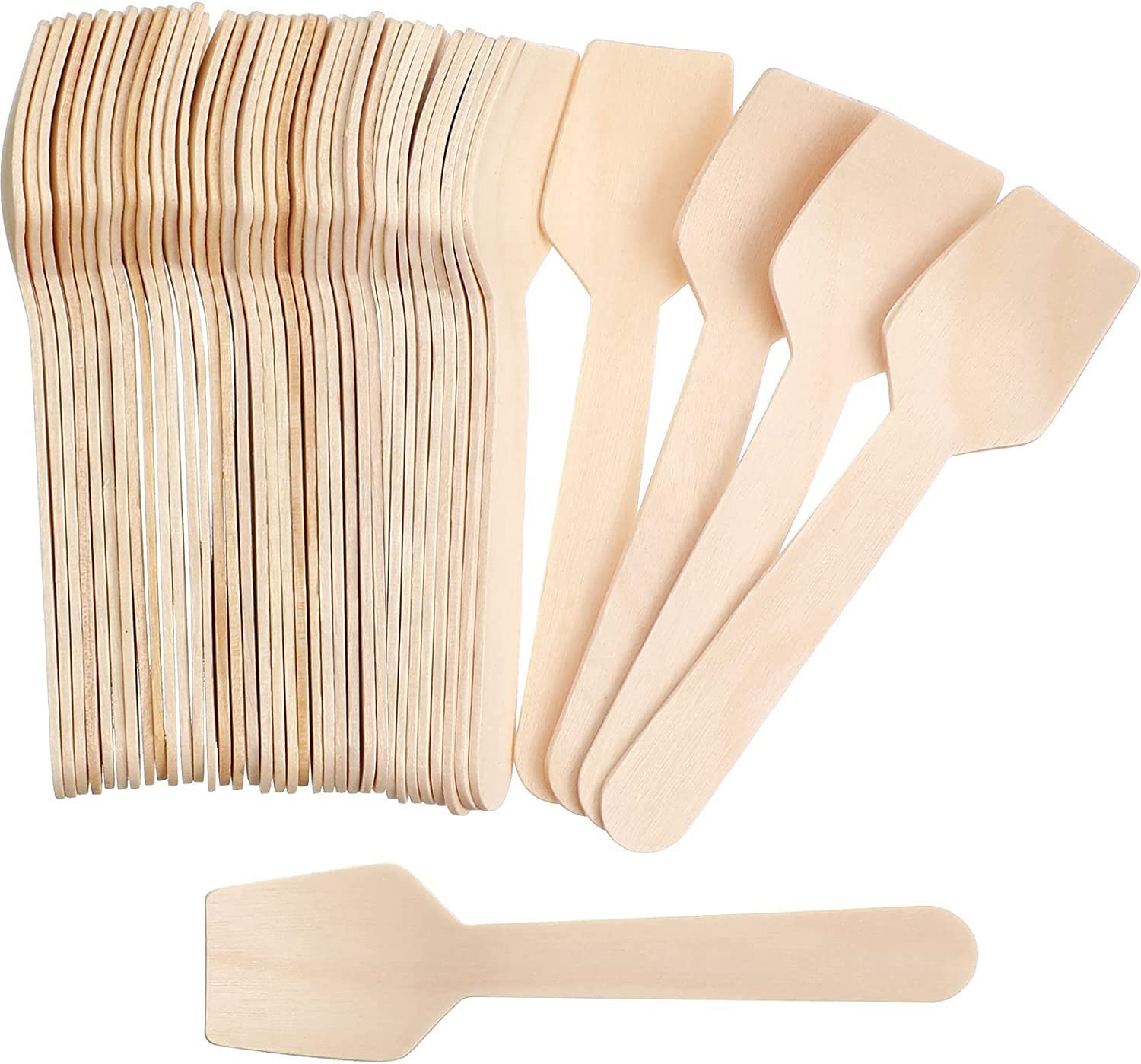 Perfect Stix Compostable Ice Cream Tasting Spoon. 3.5 Inches Mini Tasting Spoons. Square End for Ice Cream and Tasting.Pack of 300 Count,Beige