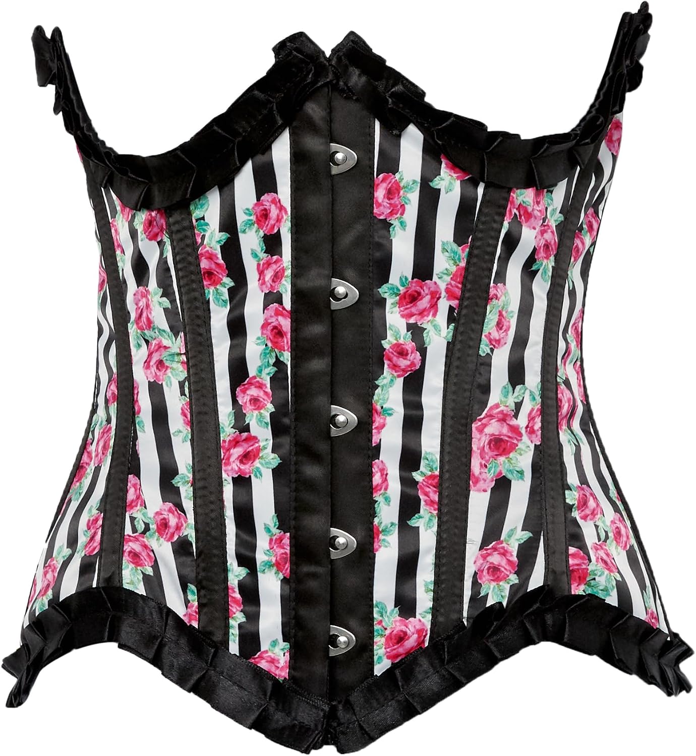 Daisy corsets Women's Daisy Corsets Top Drawer Steel Boned Striped Floral Underwire Curvy Cut Waist Cincher Corset