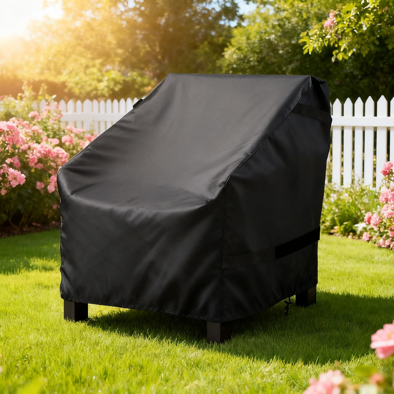 LBTING Outdoor Chair Covers 2-Pack, Patio Swivel Chair Covers 29W x 30D x 36H Inches, 420D Oxford Waterproof Windproof Dust-proof UV-Resistant Furniture Cover - Black