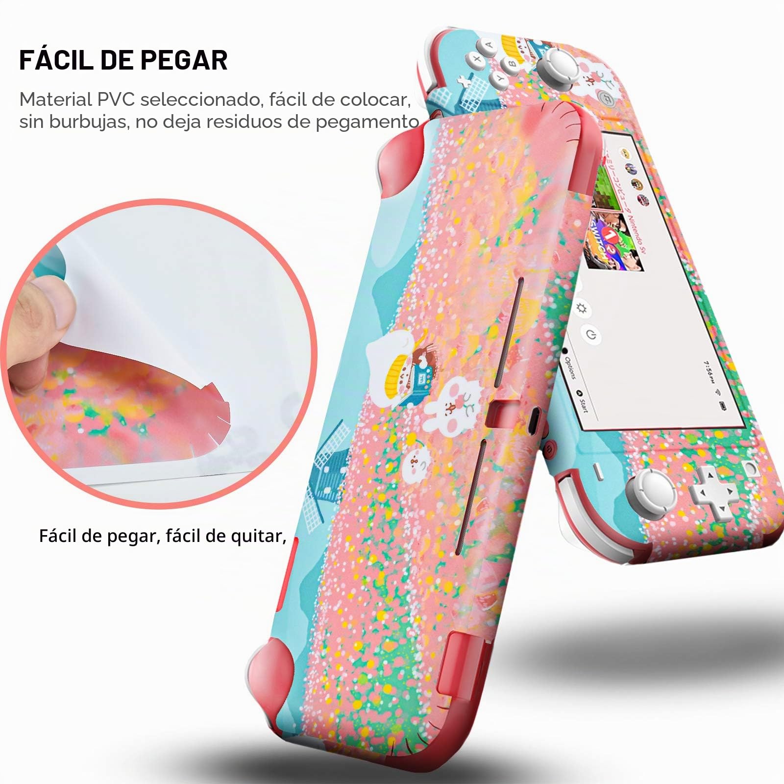 DLseego Switch Lite - Adhesivo de piel con bonito patrón de envoltura completa, compatible con Switch Lite, multicolor