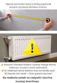 Duvara Monte Katlanır Masa Sabit Raflı Atlantik Çam | Çizilmeye ve Lekelere Dayanıklı Malzeme