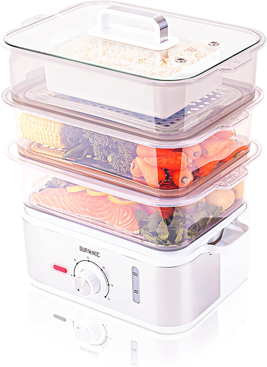 Duronic Food Steamer FS87 10.6 Litre 3 Tier Cooker for Rice