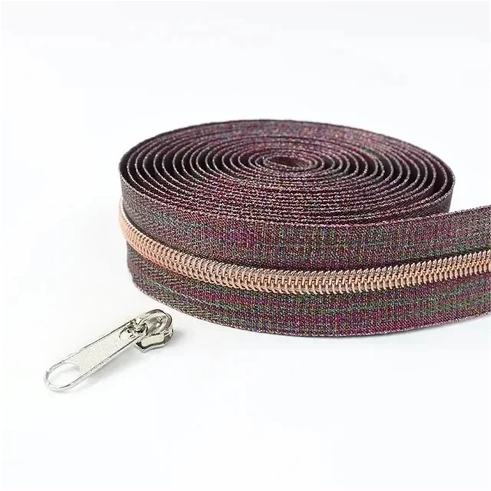Two Way Zipper 1-5M 5# Nylon Zipper with Zippers Slider Puller for Sewing Bag Zips Coil Zip Head Repair Kits DIY Clothing Accessories(KY244KY378-RoseGold,5M)