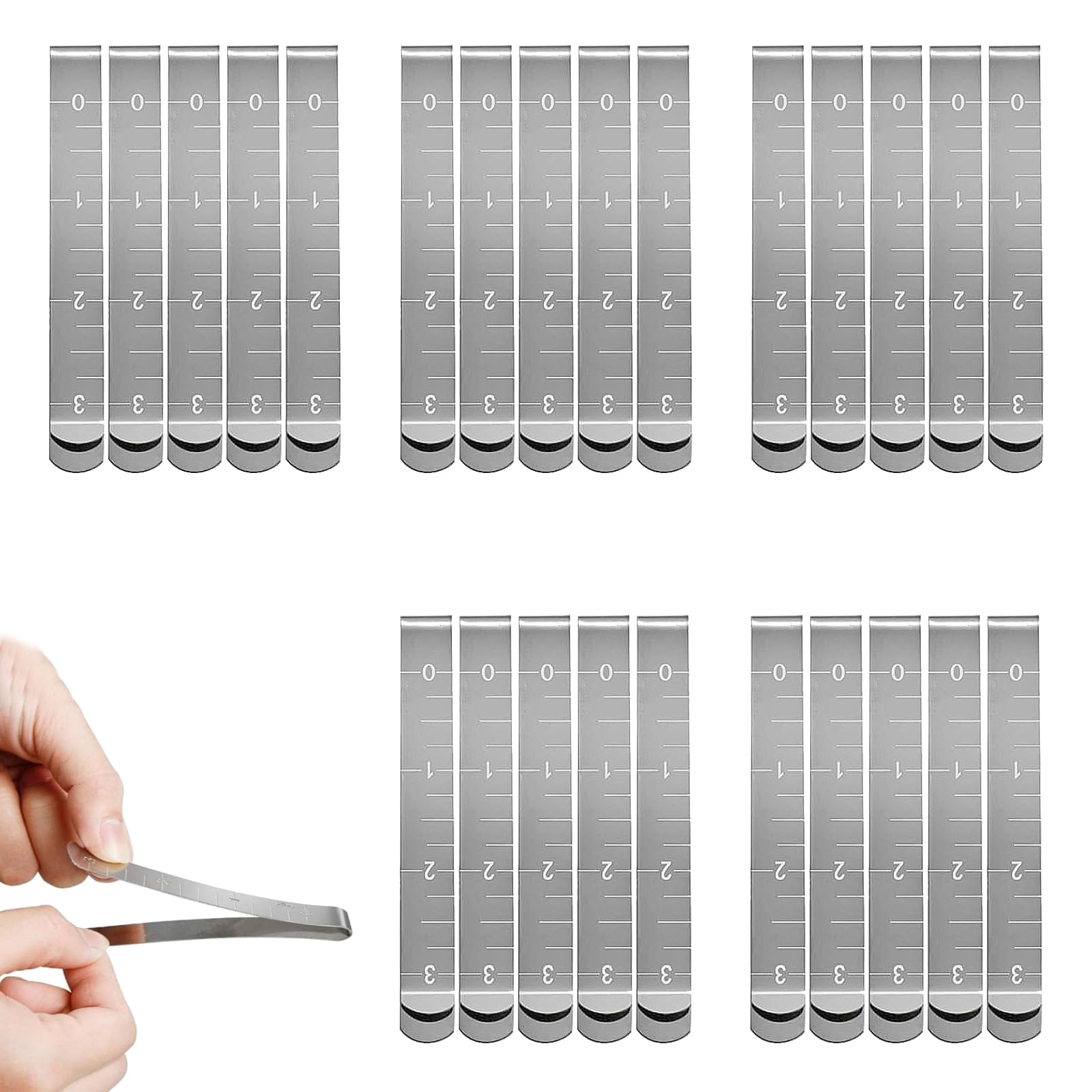 Shweehon Silver 20 Pcs Sewing Clips Set, Hemming Clips, Sewing Clip With Measuring Ruler, For Fabric Pinning Quilting Marking Accessories Trouser Hem Clipss, Hem Marker Tool