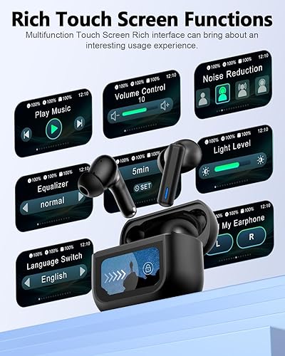 Miniatura 3 de ZIUTY Auriculares inalámbricos Bluetooth, cancelación de ruido ANCENC, auriculares con pantalla táctil multifuncional, sonido estéreo 40H para