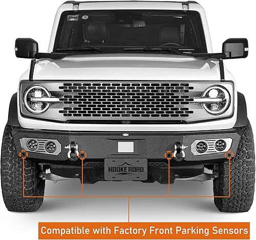 Miniatura 2 de u-Box Bronco - Parachoques delantero de ancho completo con soporte de placa de licencia para Ford Bronco 2021 2022 2023 2024 2025 2/4 puertas