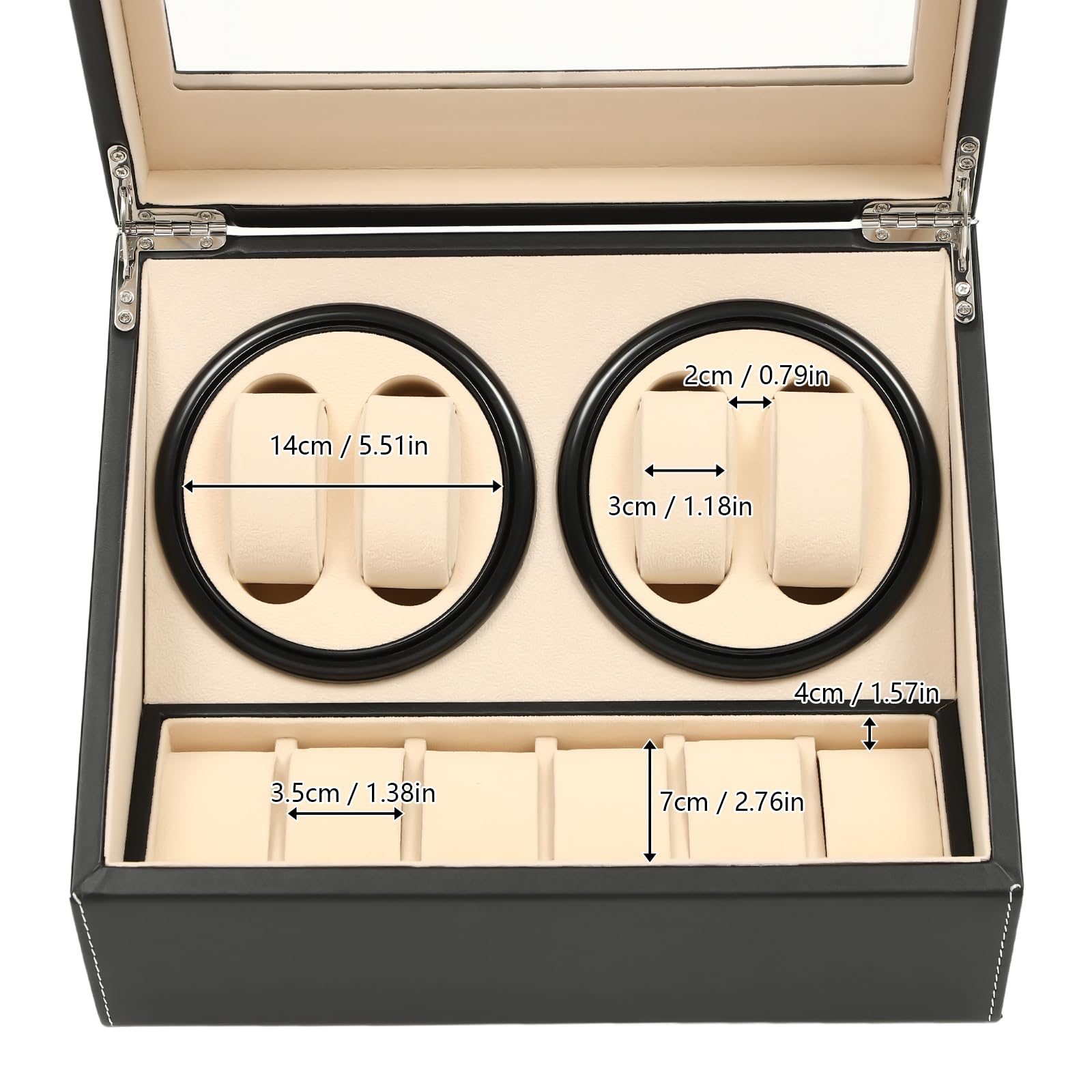 Automatik Uhrenbeweger,Braun Watch Winder,Uhrenständer Uhrendreher Watch Winder Uhrenkasten Luxuriöser Uhrenbeweger, für 4 Automatikuhren + 6 Gitter Uhrenspeichergehäuse